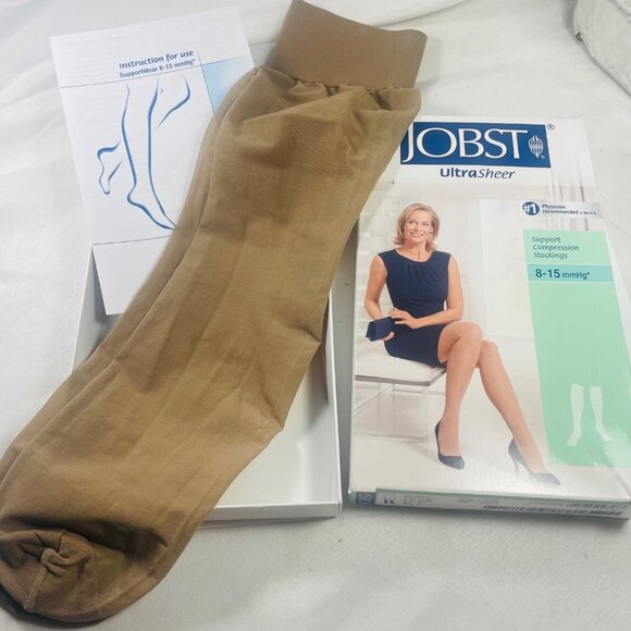 Jobst UltraSheer Support Knee-High Compression Stockings 8-15 mmHg Silky Beige - Picture 2 of 6